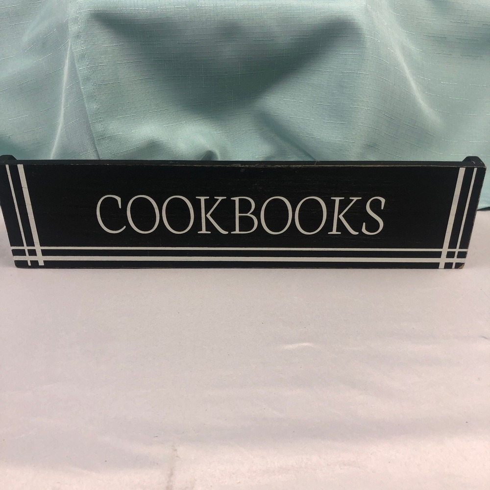 Adams & Co Black Wooden Cookbook Holder Kitchen Countertop Organizer Sign 15in